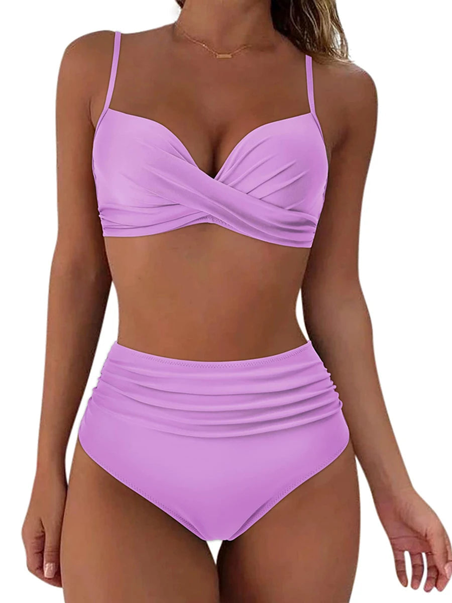 Cross Frill Bikinis Women Swimwear Print High Waist Swimsuit Beachwear Bathers Bathing Swimming Swim Suit The Clothing Company Sydney