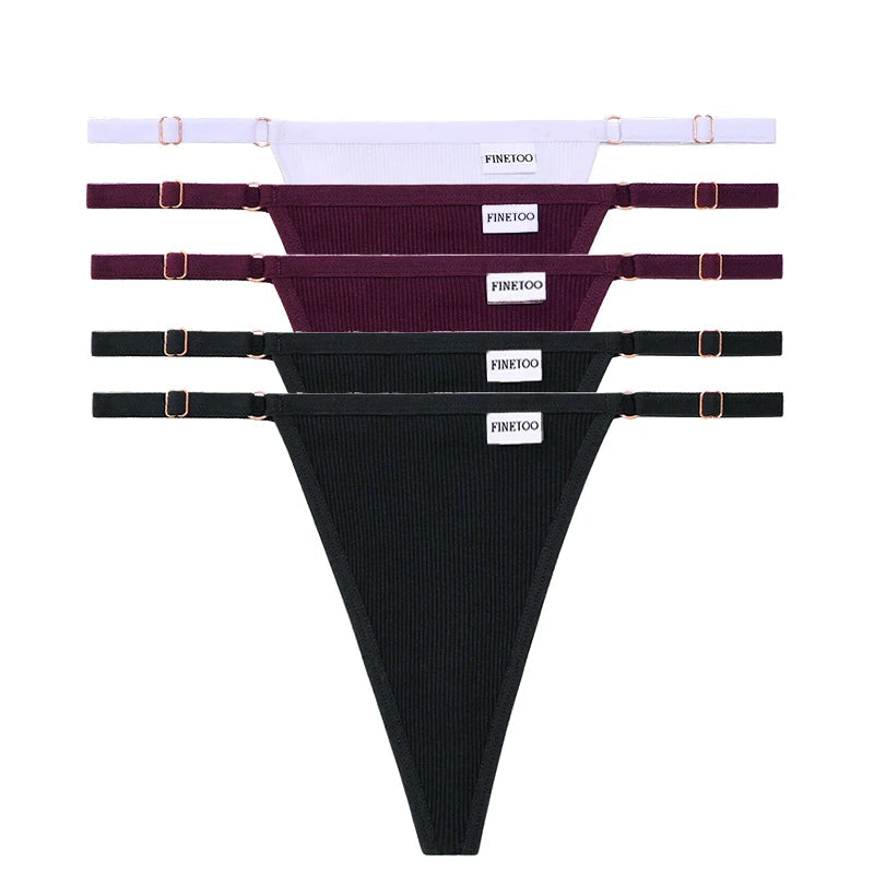 5 Pack Adjustable Women's Panties Cotton Panties Solid Low Waist Seamless Thongs Underpants Women Lingerie Set The Clothing Company Sydney