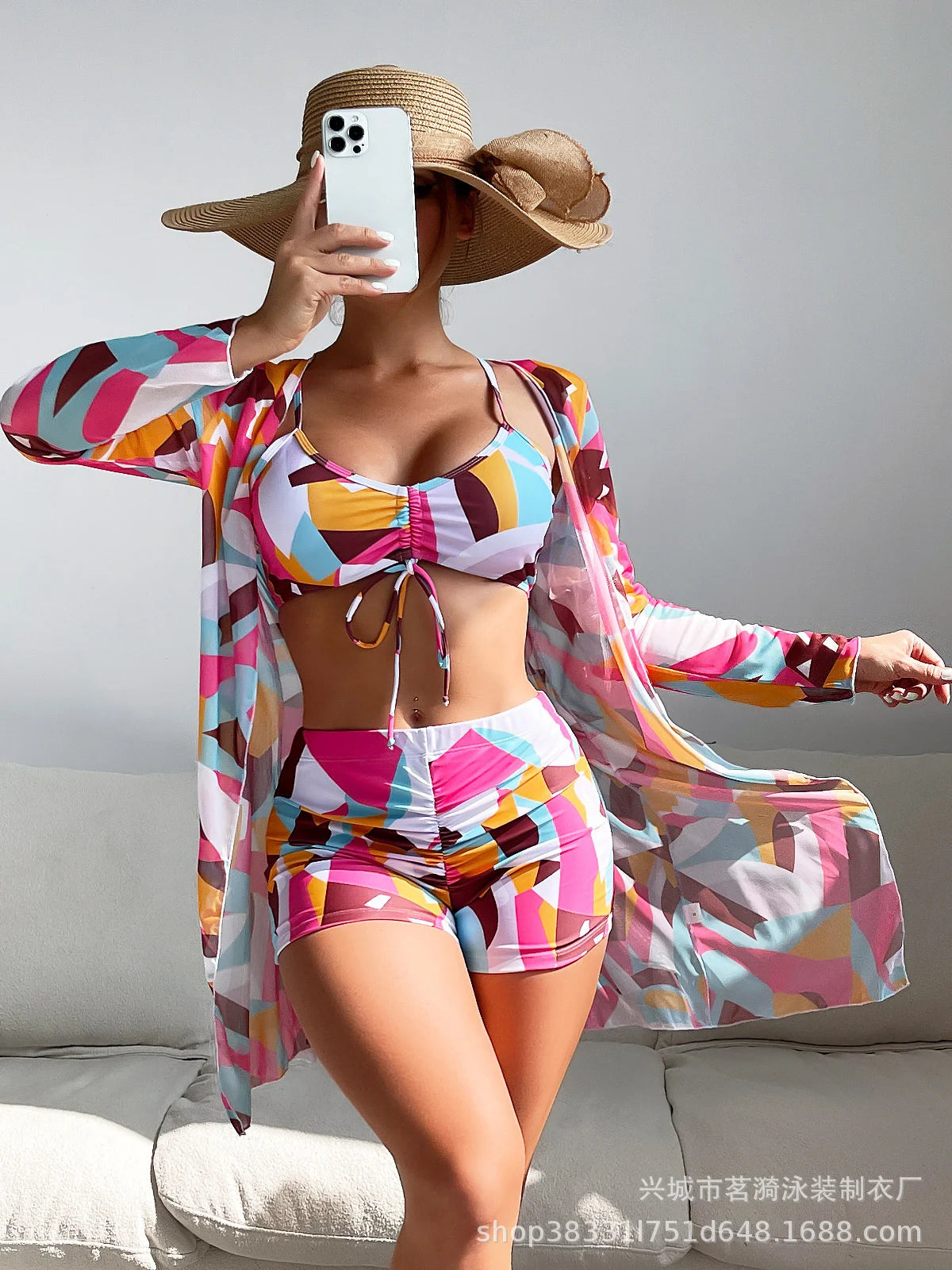 3 Piece Summer Print Swimsuits Tankini Sets Swimwear Beach Wear Bathing Suits Pool Women's Swimming Suit - The Clothing Company Sydney