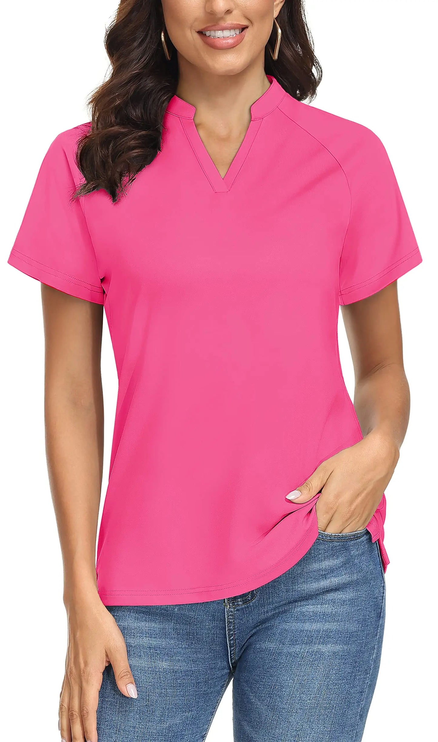 UPF 50+ V-neck Short Sleeve Golf Polo Shirts Women's Quick Dry Sun/UV Protection T-shirts Outdoor Sports Pullover Tops The Clothing Company Sydney