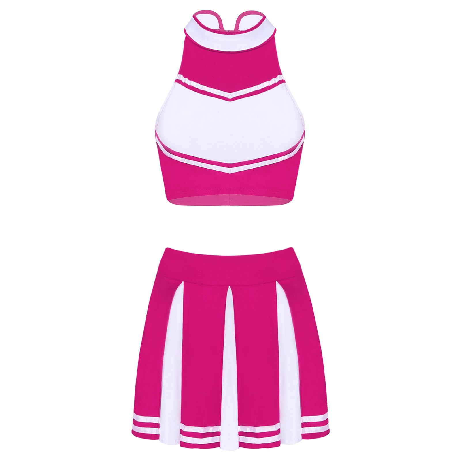 Women's Cheerleading Costume Uniform Carnival Cosplay Outfit Stand Collar Sleeveless Crop Top with Mini Pleated Skirt - The Clothing Company Sydney