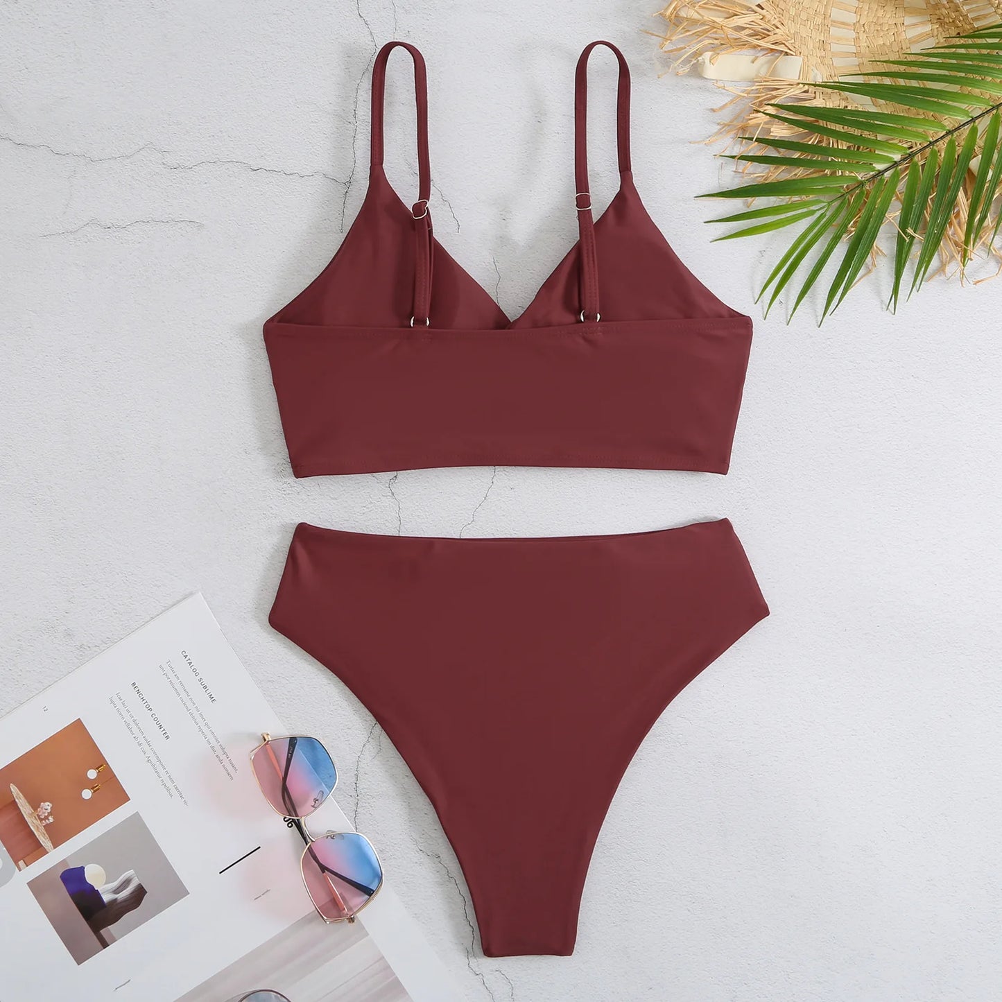 2 Piece High Waist Swimsuit Padded Swimwear Bathers Bathing Swimming Summer Beachwear Bikini Set - The Clothing Company Sydney