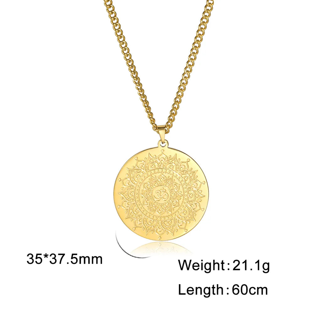 Yoga Lotus Om Aum Symbol Pendant Necklace Hindu Buddhist Stainless Steel Chain Meditation Spiritual Religious Jewellery The Clothing Company Sydney