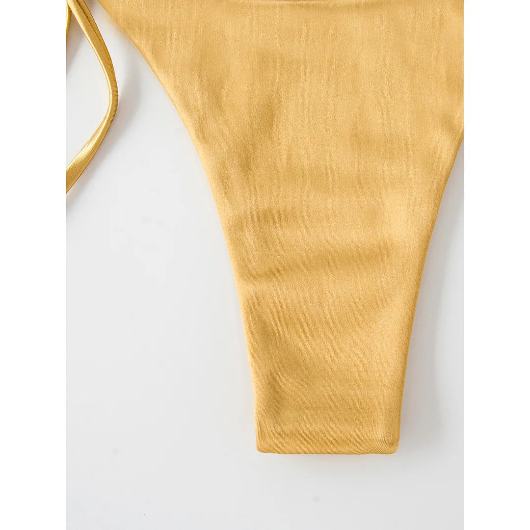 Halter Satin Brazilian Bikini Women Swimwear Female Swimsuit Two-piece Bikini set Bather Bathing Suit The Clothing Company Sydney