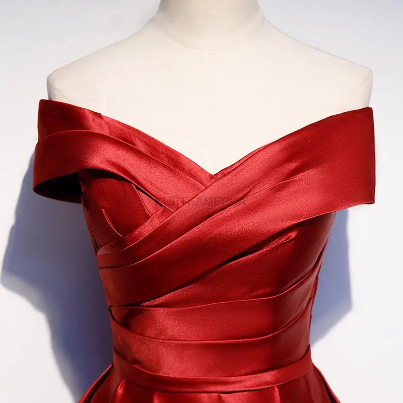 Elegant Formal Boat Neck Satin Wedding Bridesmaid Maxi Long Prom Evening Cocktail Party Summer Dresses - The Clothing Company Sydney