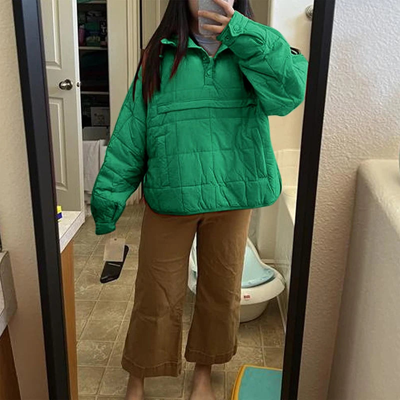Autumn Winter Padded Jacket For Women Fashion Pockets Long Sleeves Hooded Pullovers Casual Coat - The Clothing Company Sydney