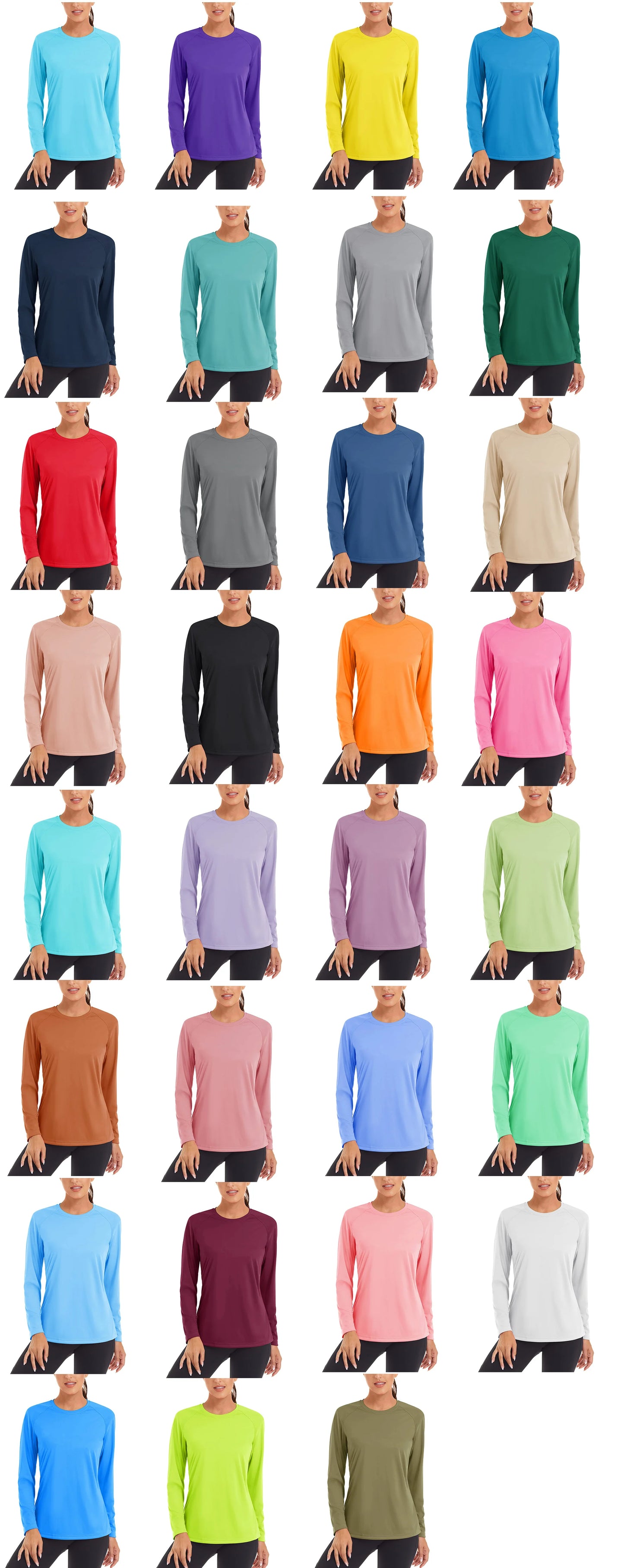 UPF 50+ Sun Skin Protection Quick Dry T-Shirts Women's Long Sleeve Outdoor Performance Tee Shirts Summer Casual Tops - The Clothing Company Sydney