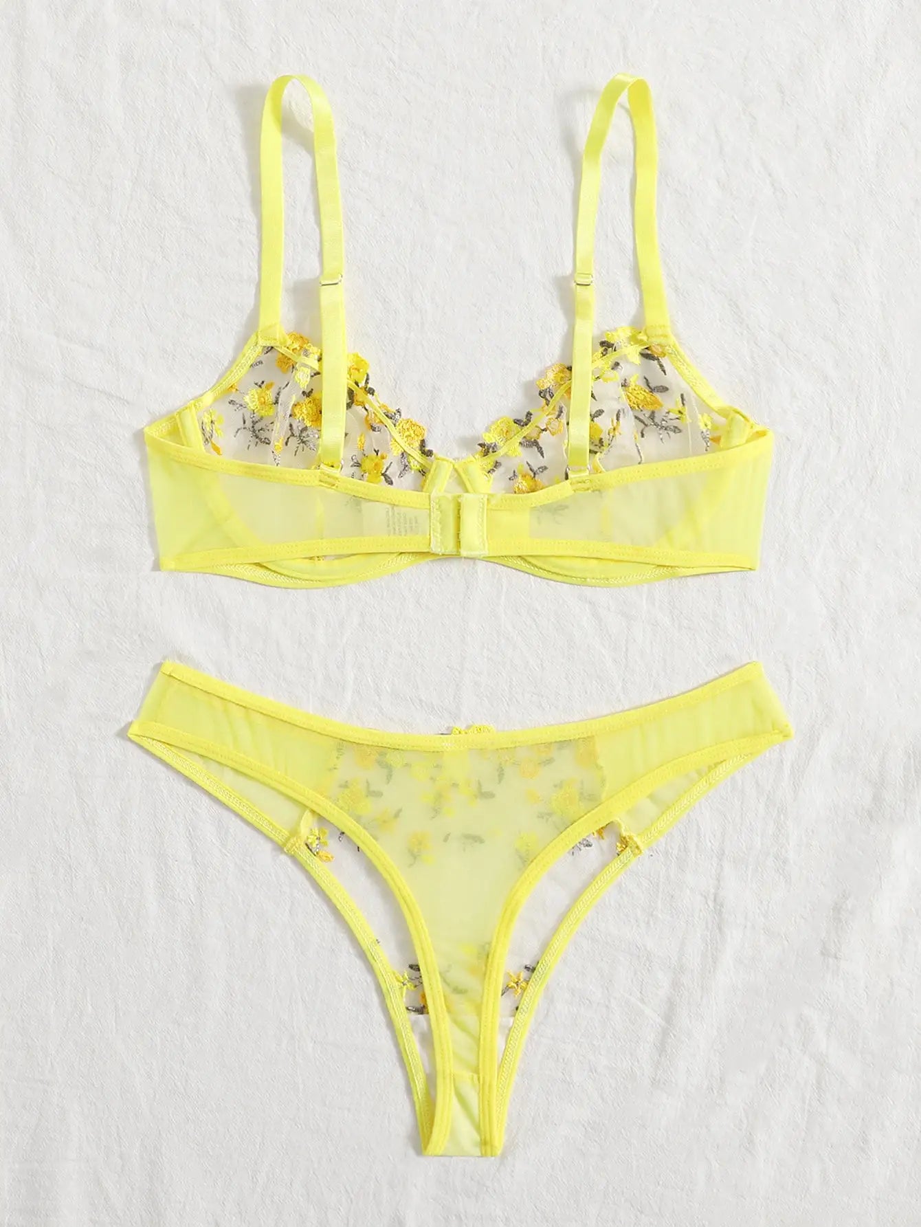 Lace Transparent Underwear Fairy Embroidery Brief Sets Delicate Bra Kit Push Up Bra Lingerie Set - The Clothing Company Sydney