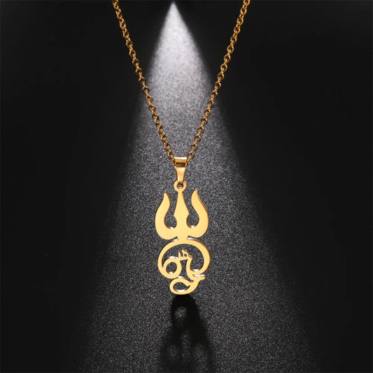 Tamil Om Symbol Pendant Necklace Stainless Steel Vintage Trident Yoga Shiva Symbol Necklaces Amulet Jewellery Gifts The Clothing Company Sydney