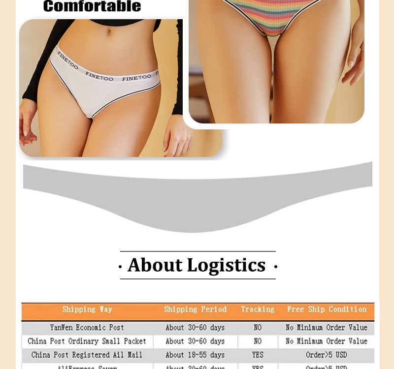 4 Piece Set Women's Cotton Colourful Stripe Panties Underwear G-Strings Rainbow Thongs Female Soft Breathable Intimates Lingerie The Clothing Company Sydney