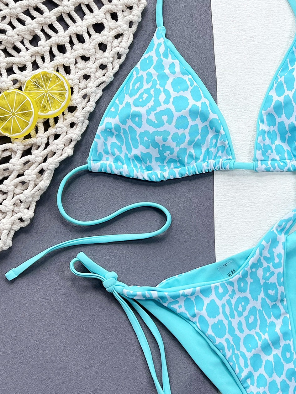 2 Piece Leopard Micro Bikini Swimsuit Swimwear Thong Bikinis Sets Brazilian Halter Beach Wear Bathing Suits The Clothing Company Sydney