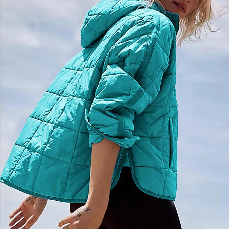 Autumn Winter Padded Jacket For Women Fashion Pockets Long Sleeves Hooded Pullovers Casual Coat - The Clothing Company Sydney