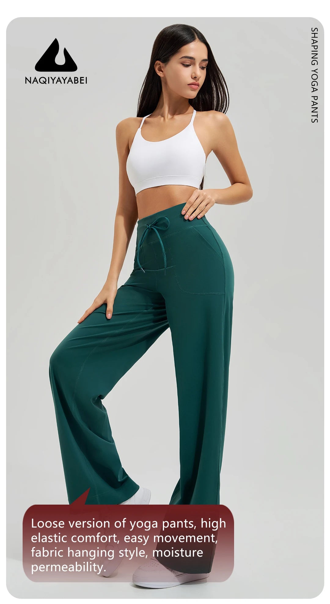 Women's High Waist Yoga Pants Gym Loose Running Yoga Pants Double Side Brushed with Pockets Pants Ties The Clothing Company Sydney