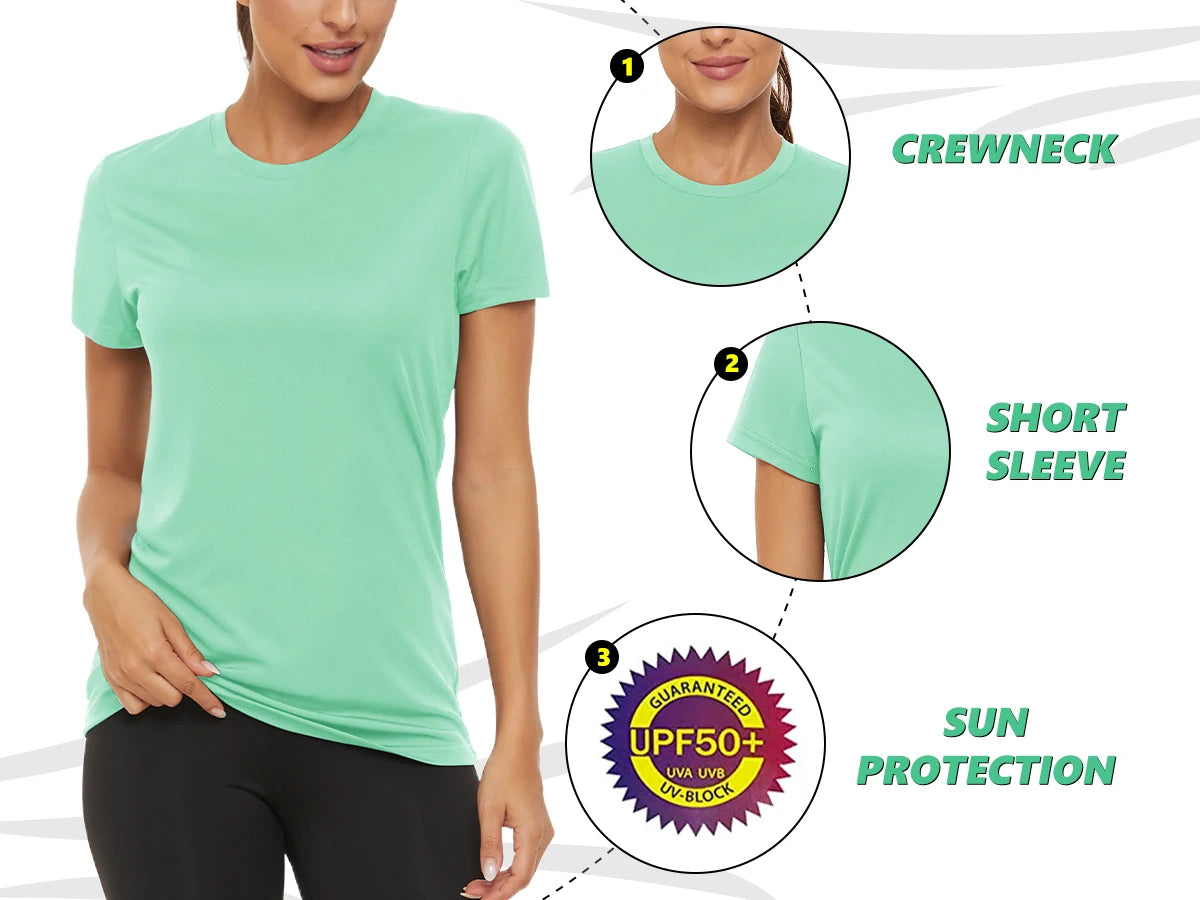 Summer Casual T-shirts UPF 50+ Quick Dry Womens Skin Sun Protection T-shirt Outdoor Running Swim Athletic T shirts Tops - The Clothing Company Sydney