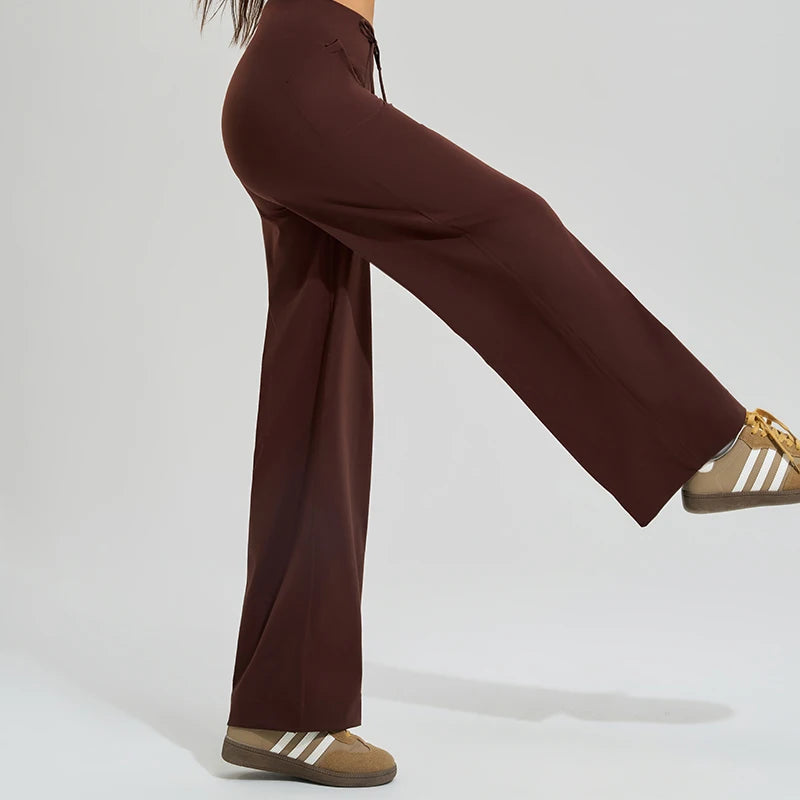 Women's High Waist Yoga Pants Gym Loose Running Yoga Pants Double Side Brushed with Pockets Pants Ties The Clothing Company Sydney