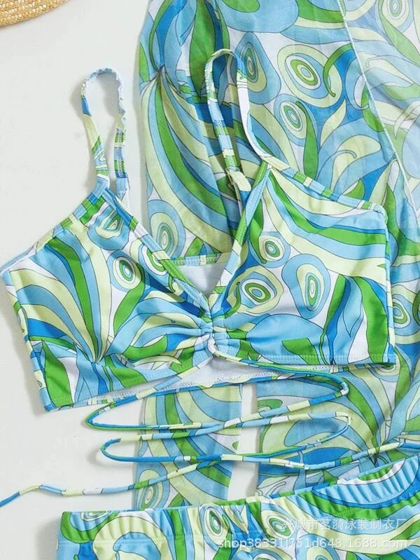 3 Piece Summer Print Swimsuits Tankini Sets Swimwear Beach Wear Bathing Suits Pool Women's Swimming Suit - The Clothing Company Sydney