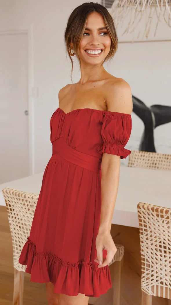 Summer Sundersses White Short Sleeve Ruffles Lace Up Folds Mini Dresses Bohemian Party Beach Dress - The Clothing Company Sydney