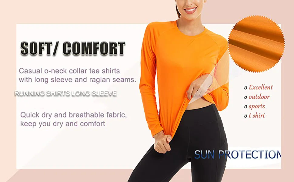 UPF 50+ Sun Skin Protection Quick Dry T-Shirts Women's Long Sleeve Outdoor Performance Tee Shirts Summer Casual Tops - The Clothing Company Sydney