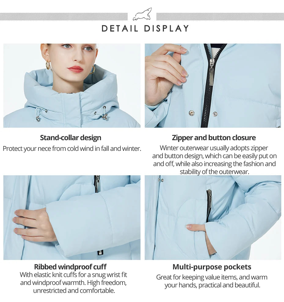 Women's Winter Jacket Warm Thicken Short Outwear Windproof Coat Long Sleeve Zipper Parka with Hood The Clothing Company Sydney