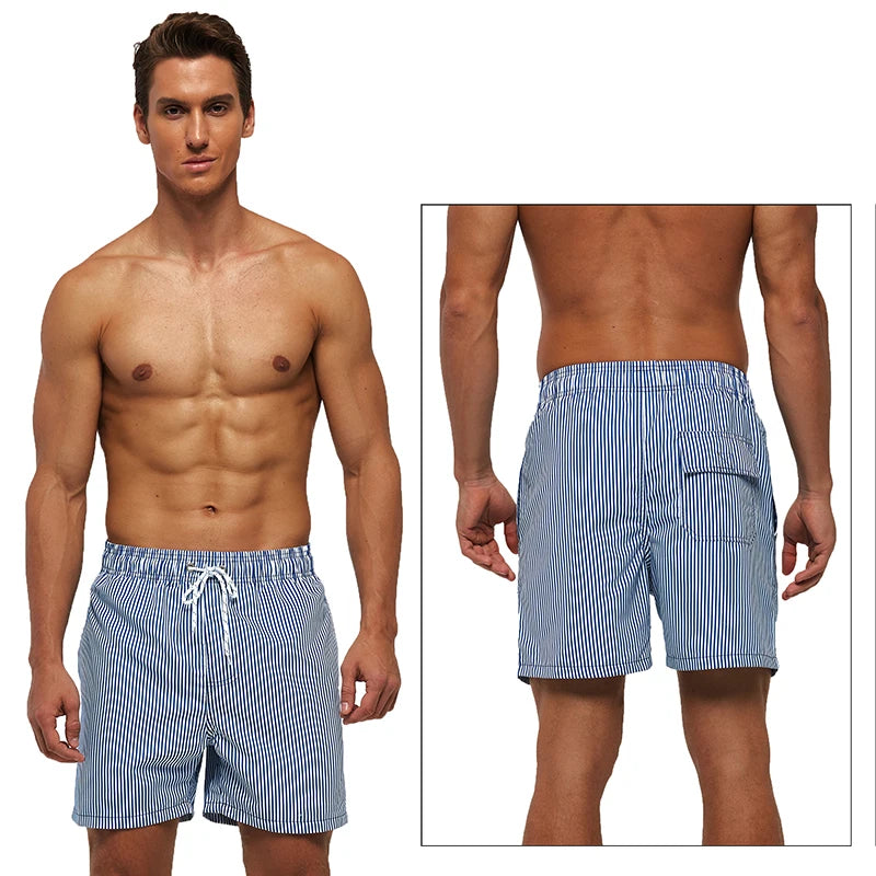 Summer Mens Swim Shorts Beach Quick Dry Printing Swimsuit Plus Size Mesh Liner Surfing Gym Board Shorts