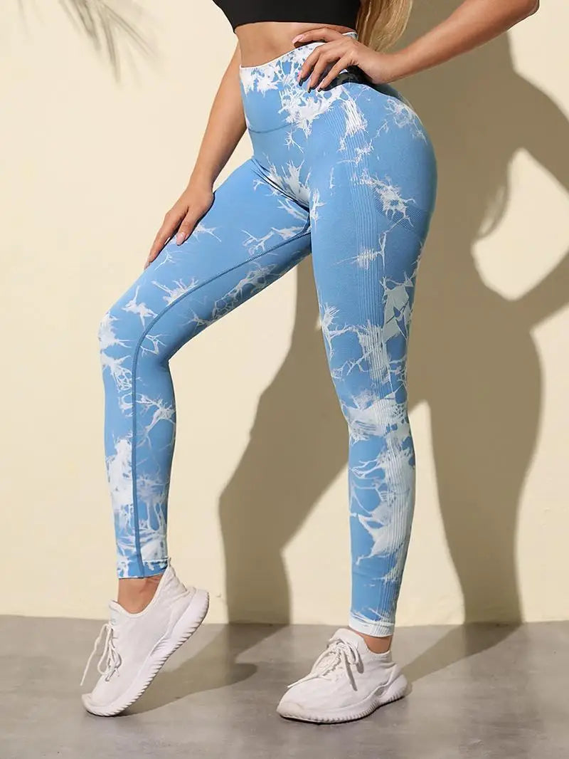 Hip Lifting Seamless Fitness Gym Leggings Tie-Dye Yoga Pants Women's Exercise Tights High Waist Workout Pants The Clothing Company Sydney
