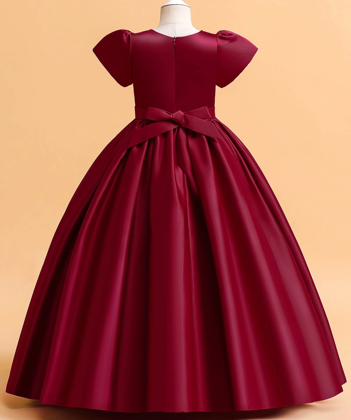 Little Big Girls Elegant Princess Puff Sleeves Satin Flower Girl Wedding Birthday Party Formal Dress - The Clothing Company Sydney