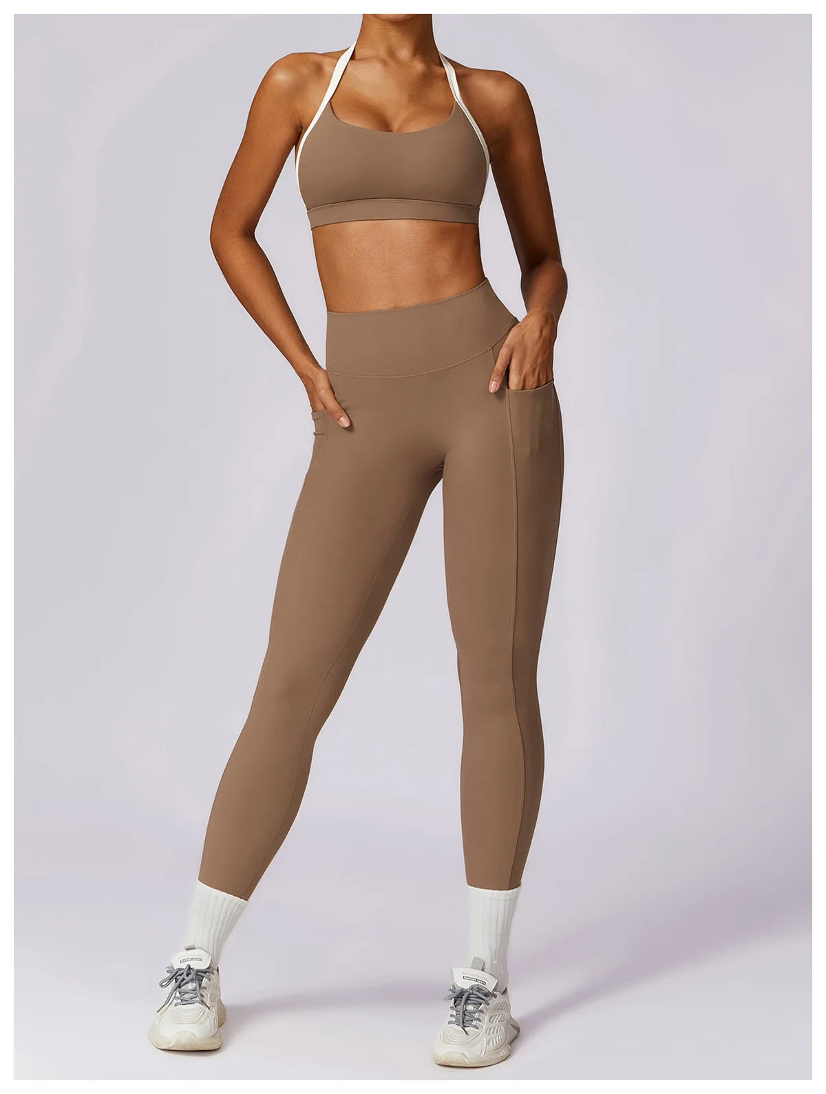 2 Piece Womens Tracksuit Yoga Set Workout Sportswear Gym Clothing Fitness Long Sleeve Crop Top High Waist Leggings Sports Suits - The Clothing Company Sydney