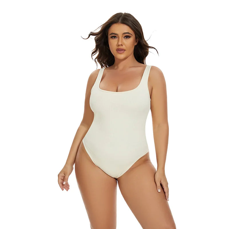 Ribbed Jumpsuit Daily Shaper Bodysuits Compression Open Crotch Shapewear Suit Playsuit - The Clothing Company Sydney
