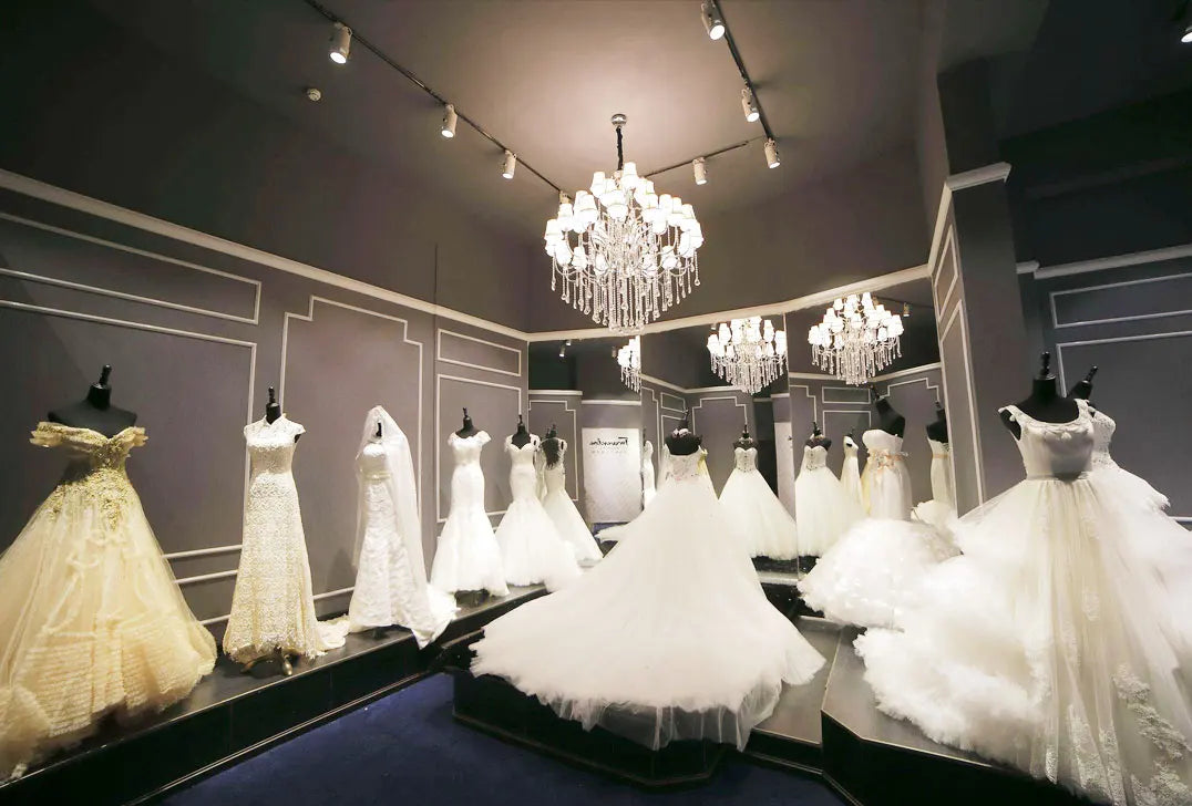 Shiny Wedding Dresses Women's Bohemian Off Shoulder Tulle Fluffy Pleated Princess Bridal Gowns - The Clothing Company Sydney