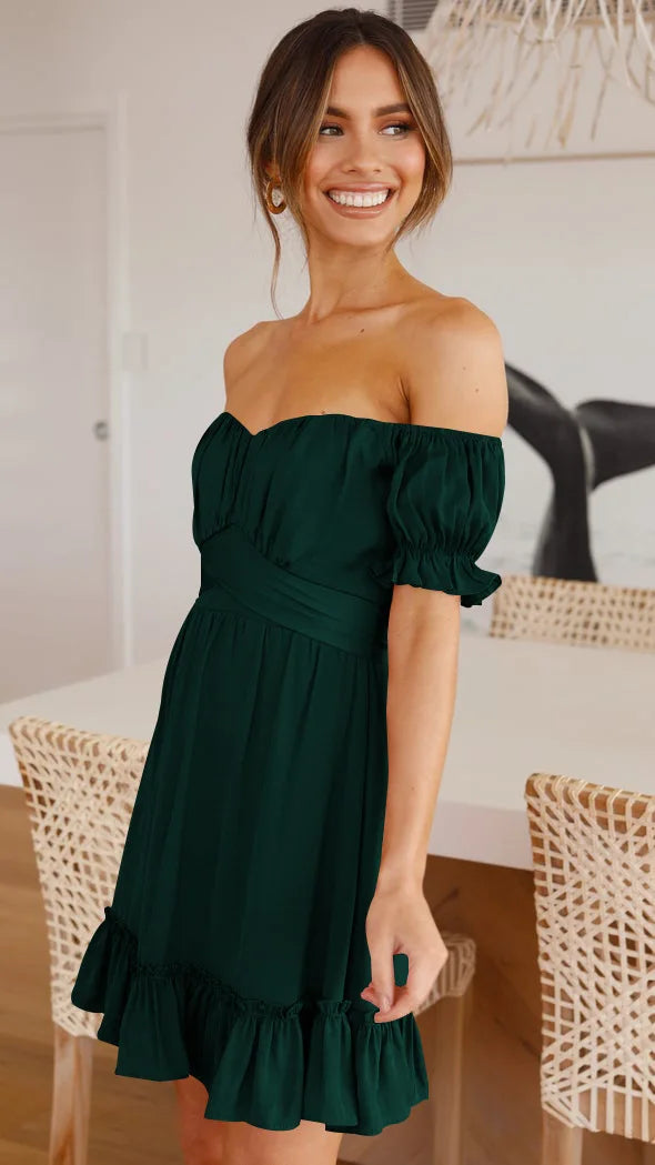 Summer Sundersses White Short Sleeve Ruffles Lace Up Folds Mini Dresses Bohemian Party Beach Dress - The Clothing Company Sydney