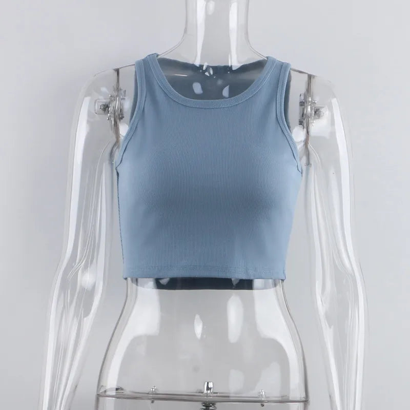 Rib Knit Green Women's Tank Top Summer Casual Basic Skinny Vest Sleeveless White Off Shoulder Y2K Crop Top The Clothing Company Sydney