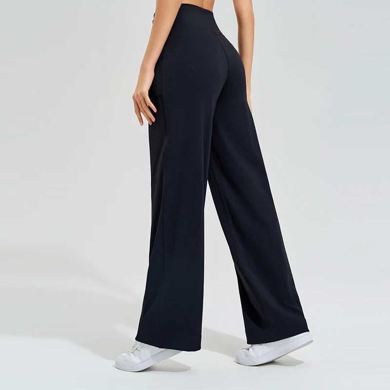 Women's High Waist Yoga Pants Gym Loose Running Yoga Pants Double Side Brushed with Pockets Pants Ties The Clothing Company Sydney