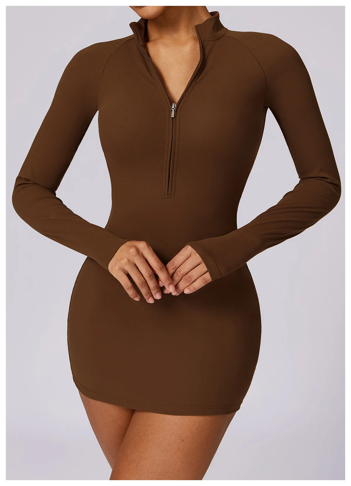Zipper Long Sleeve JumpSuits Women Workout Tracksuit Short Skirt Sportswear Yoga Set Fitness Bodysuit Gym Clothes Yoga Suit - The Clothing Company Sydney
