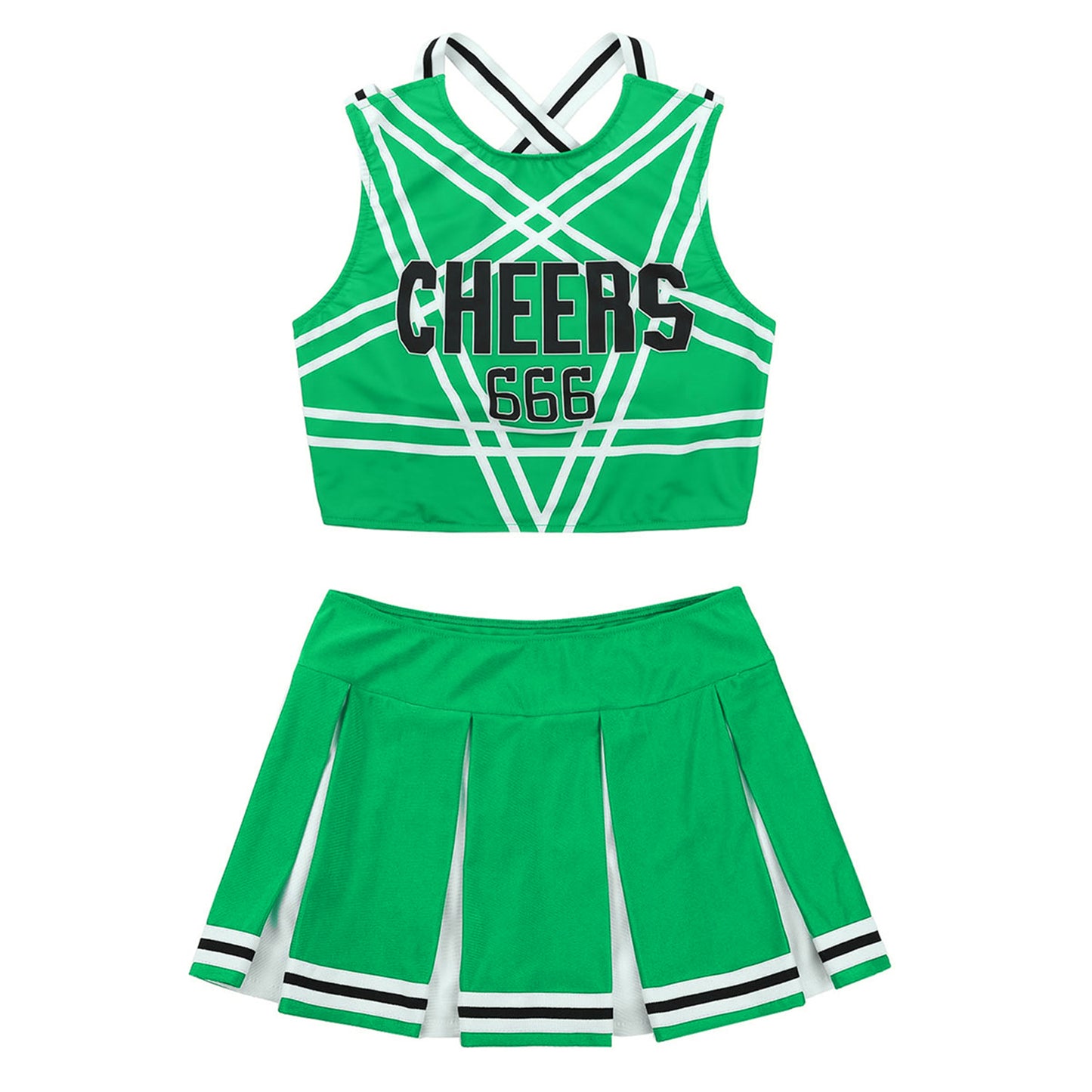 Women's Cheerleading Uniform Set Sleeveless Crop Top with Mini Pleated Skirt Cosplay Sports Stage Outfits - The Clothing Company Sydney