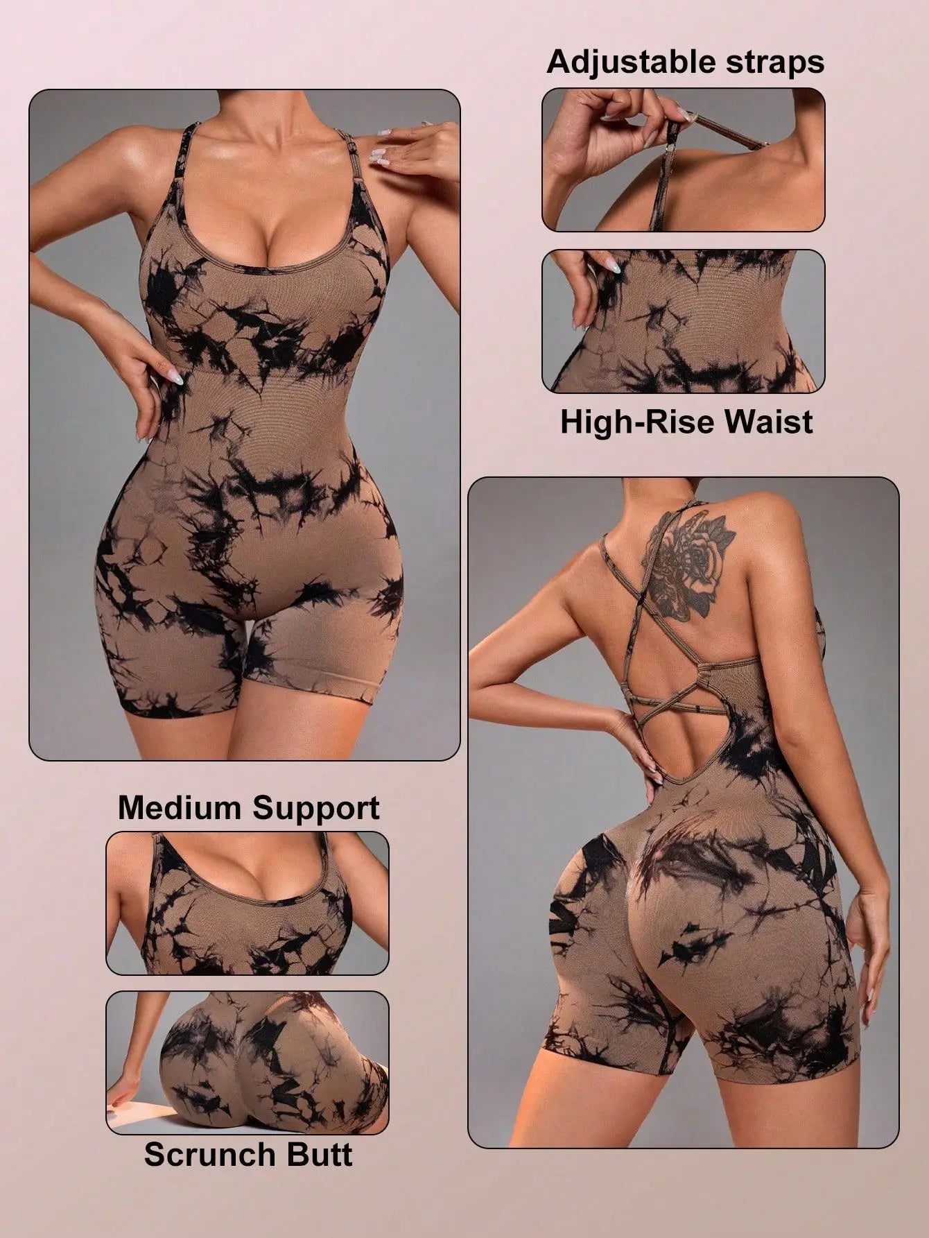 Women's Jumpsuit Short Bodycon High Elasticity Nylon Bodysuit Yoga Sports Workout Gym One Piece Criss Cross Activewear - The Clothing Company Sydney