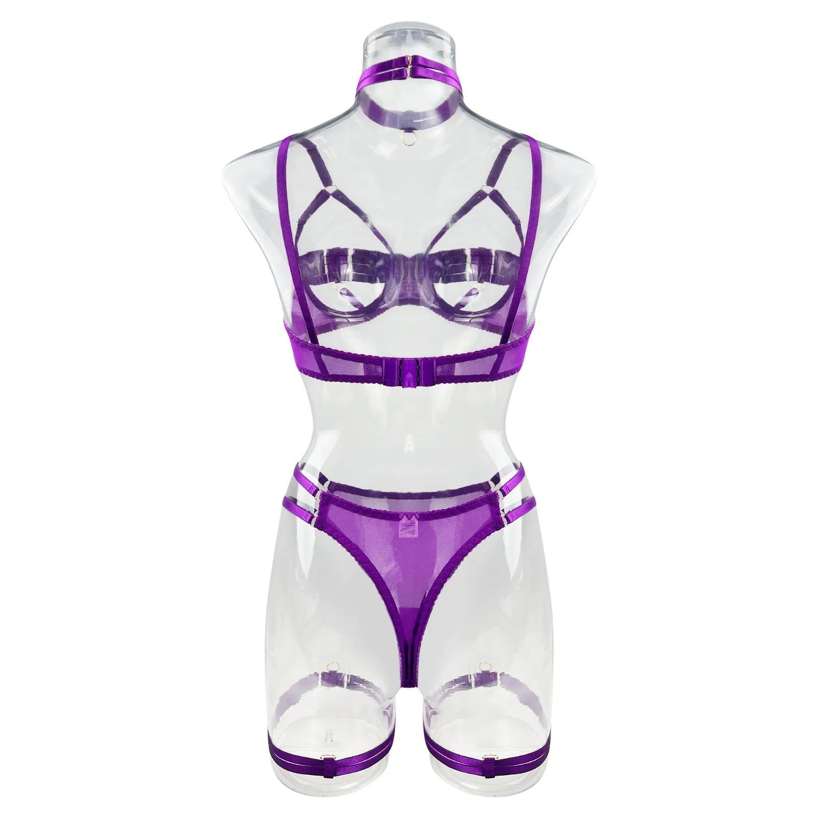 5-Piece Costume Hollow Underwear Sensual Open Bra Outfits Lingerie Set - The Clothing Company Sydney