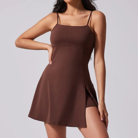 Women's Sports Tennis Dress Removable chest cushion Breathable Outdoor Yoga Tennis Skirt Dress - The Clothing Company Sydney