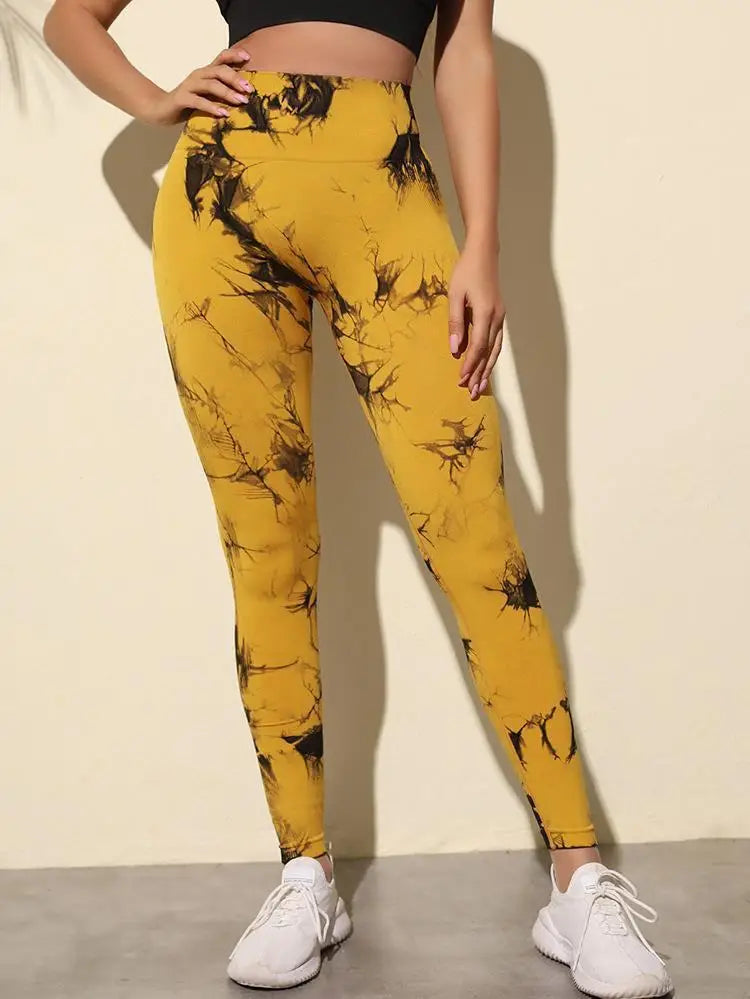 Hip Lifting Seamless Fitness Gym Leggings Tie-Dye Yoga Pants Women's Exercise Tights High Waist Workout Pants The Clothing Company Sydney