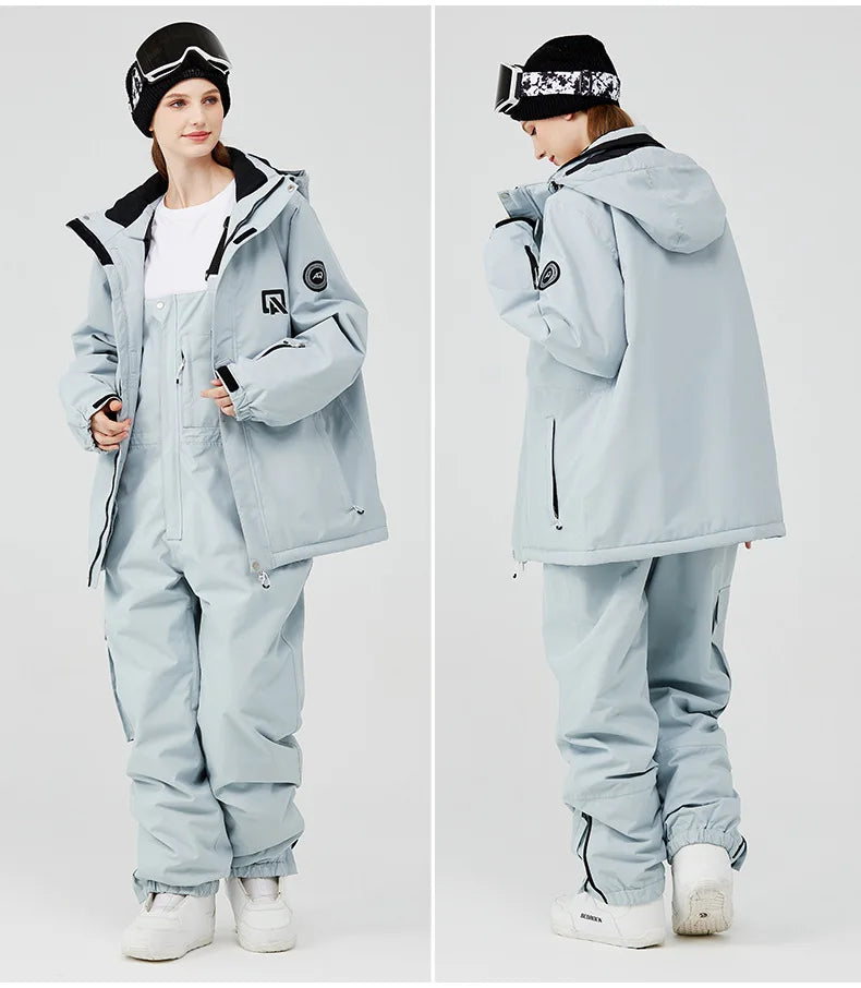 2 Piece Ski Sets for Women Ski Jackets and Pants Men Snowsuit Snowboard Coat Outfits Warm Hooded Waterproof Windproof Matching Set - The Clothing Company Sydney