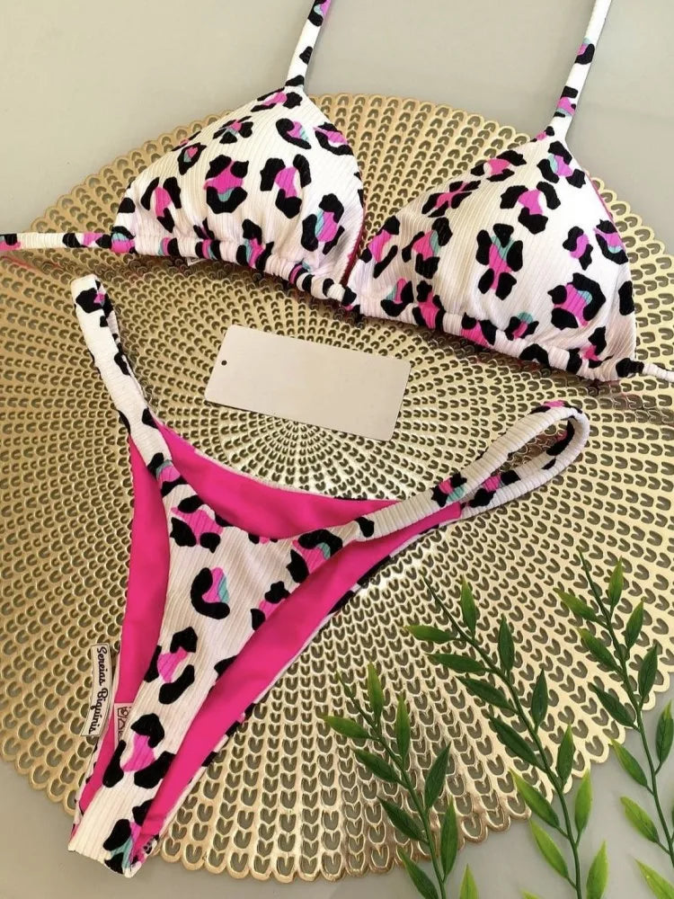 Swimwear Cherry Print Thong Bikini Set Thong Swimsuit Two Piece Bathing Suit Beach Wear The Clothing Company Sydney