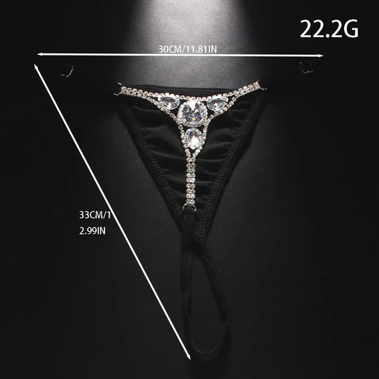 Round Rhinestone Thong Adjustable Body Accessories G String Water Drop Crystal Bikini Panties Chain Swimsuit for Women - The Clothing Company Sydney