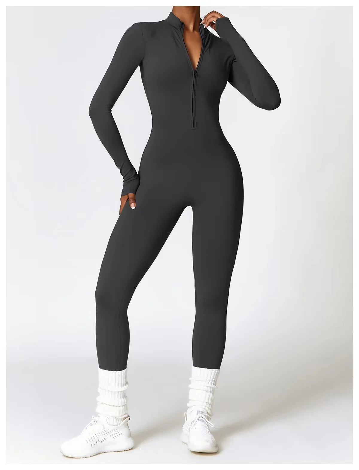 Women's One-piece Yoga Pants Short/Long-sleeved Warm ski Overalls Outerwear High Elastic Cycling Bodybuilding Bodysuit - The Clothing Company Sydney