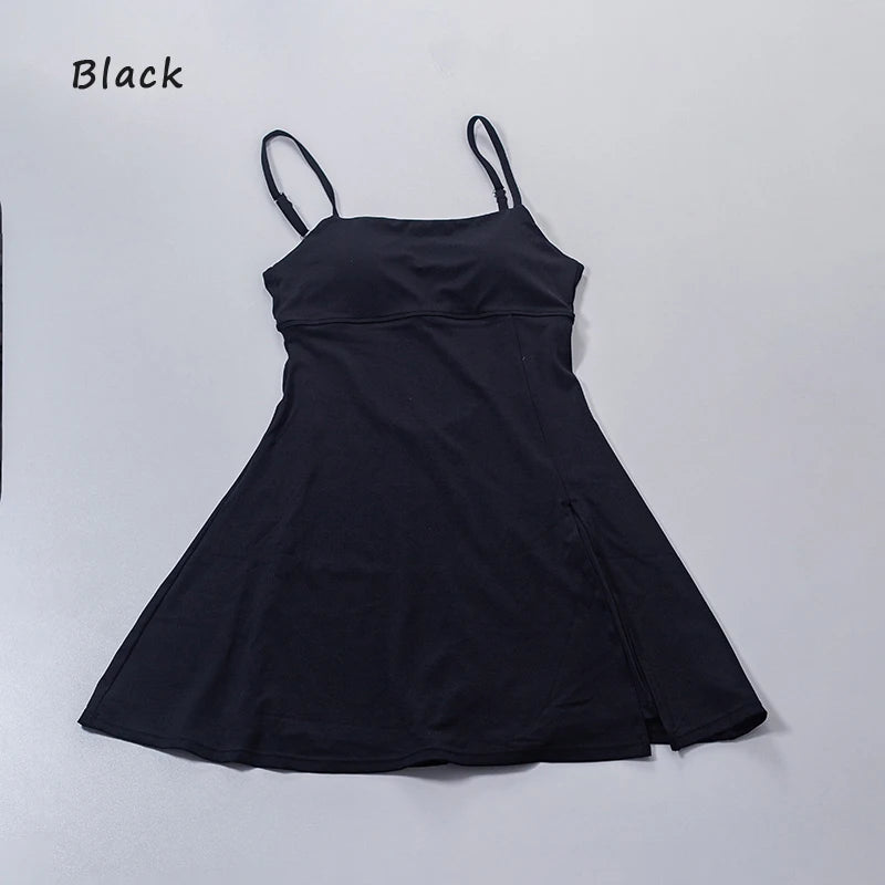 Women's Sports Tennis Dress Removable chest cushion Breathable Outdoor Yoga Tennis Skirt Dress - The Clothing Company Sydney