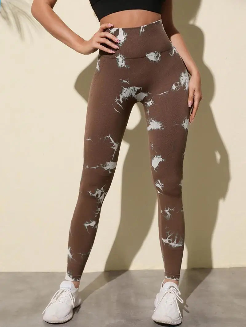 Hip Lifting Seamless Fitness Gym Leggings Tie-Dye Yoga Pants Women's Exercise Tights High Waist Workout Pants The Clothing Company Sydney