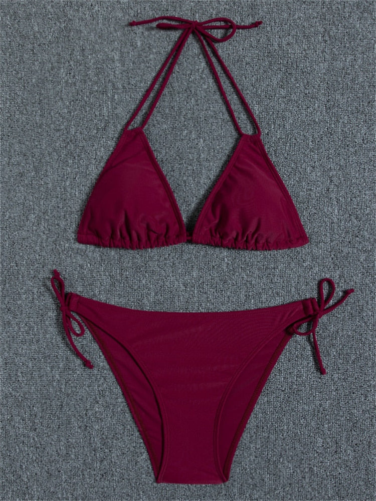 Two Piece Bikini Swimwear Women Swimsuit High Waist Striped Thong Bikini Set Summer Brazilian Beach Bathing Suit 2 Pieces The Clothing Company Sydney