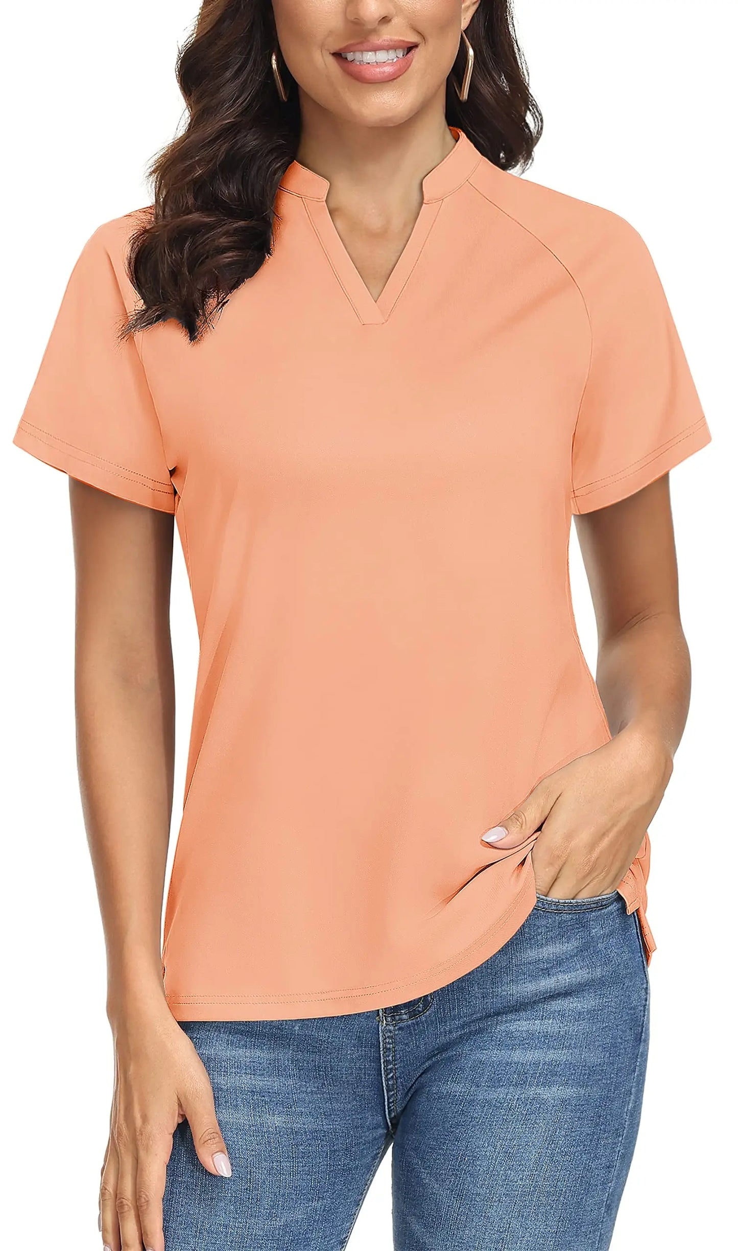 UPF 50+ V-neck Short Sleeve Golf Polo Shirts Women's Quick Dry Sun/UV Protection T-shirts Outdoor Sports Pullover Tops The Clothing Company Sydney