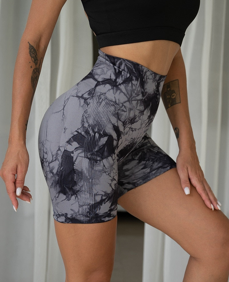 Tie Dye Yoga Shorts Marble Gym Shorts Women Push Up Sports Shorts Fitness Tights Breathable High Waist Booty Shorts The Clothing Company Sydney