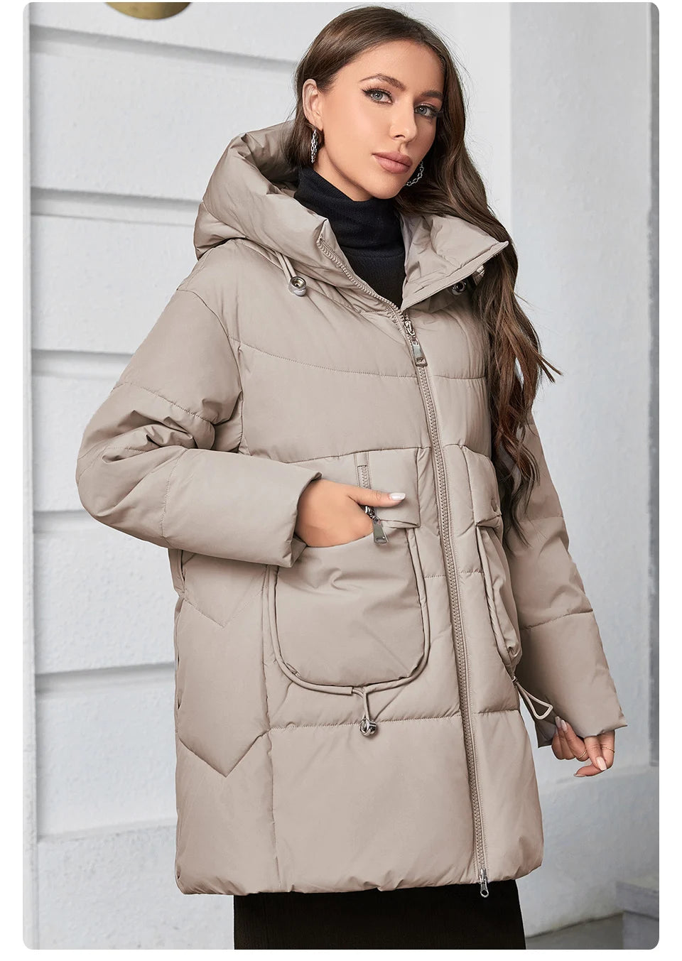 Hooded Parkas Women's Plus Size Casual Hooded Pocket Women Down Jacket Coat Outwear - The Clothing Company Sydney
