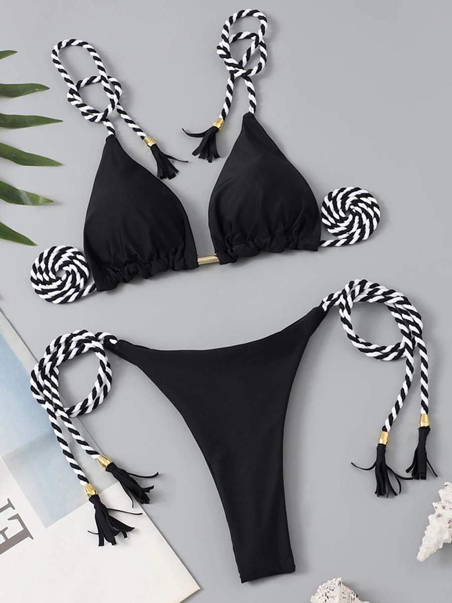 2 Piece Triangle String Bikini Swimsuit Tie Side Thong Swimwear Female Bathing Swimming Suit Summer Beachwear The Clothing Company Sydney