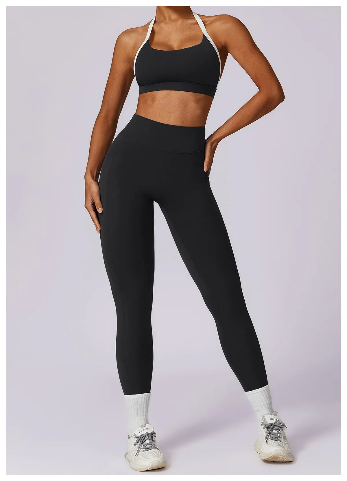 2 Piece Womens Tracksuit Yoga Set Workout Sportswear Gym Clothing Fitness Long Sleeve Crop Top High Waist Leggings Sports Suits - The Clothing Company Sydney